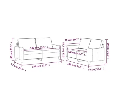 2-Osaline Diivanikomplekt Patjadega, Sinine, Samet