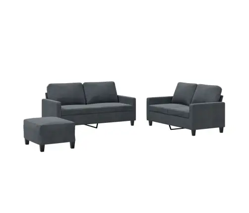 Trīsdaļīgs Dīvānu Komplekts Ar Spilveniem, Tumši Pelēks Samts Vidaxl