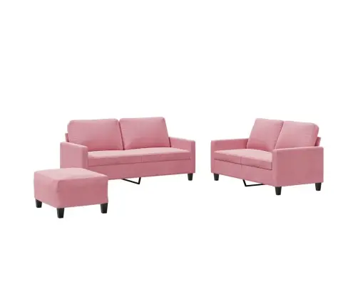 Trīsdaļīgs Dīvānu Komplekts Ar Spilveniem, Rozā Samts Vidaxl