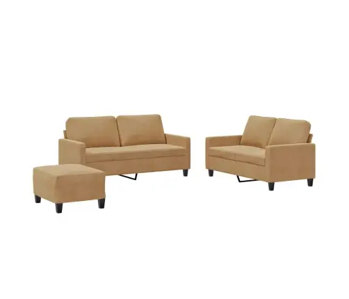 Trīsdaļīgs Dīvānu Komplekts Ar Spilveniem, Brūns Samts Vidaxl