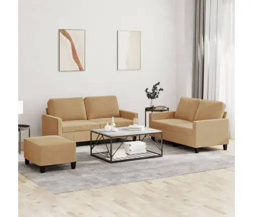 Trīsdaļīgs Dīvānu Komplekts Ar Spilveniem, Brūns Samts Vidaxl