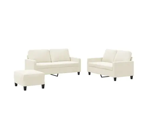 3-Osaline Diivanikomplekt Patjadega, Kreemjas, Samet