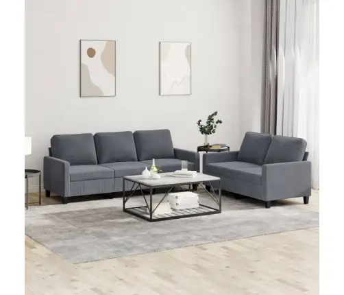 Divdaļīgs Dīvānu Komplekts Ar Spilveniem, Tumši Pelēks Samts Vidaxl