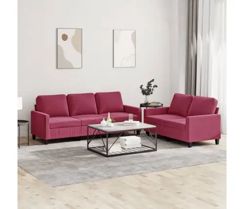 Divdaļīgs Dīvānu Komplekts Ar Spilveniem, Vīnsarkans Samts Vidaxl