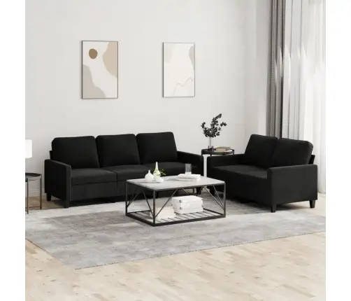Divdaļīgs Dīvānu Komplekts Ar Spilveniem, Melns Samts Vidaxl
