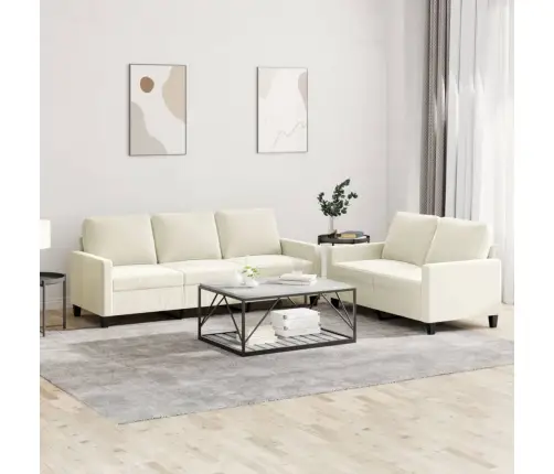 Divdaļīgs Dīvānu Komplekts Ar Spilveniem, Krēmkrāsas Samts Vidaxl