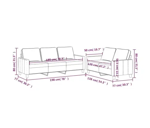 2-Osaline Diivanikomplekt Patjadega, Sinine, Samet