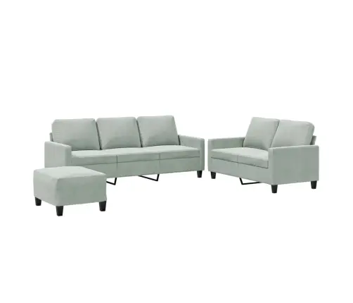 Trīsdaļīgs Dīvānu Komplekts Ar Spilveniem, Gaiši Pelēks Samts Vidaxl