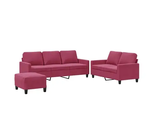 3-Osaline Diivanikomplekt Patjadega, Veinipunane, Samet