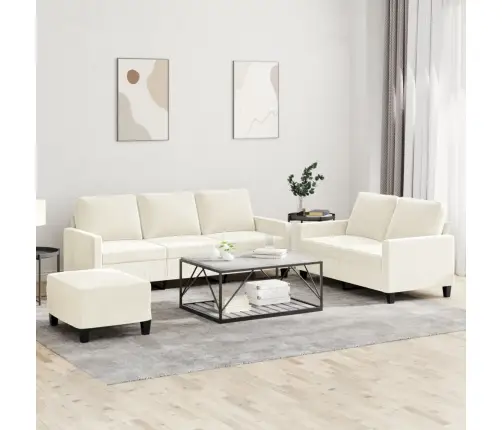 Trīsdaļīgs Dīvānu Komplekts Ar Spilveniem, Krēmkrāsas Samts Vidaxl