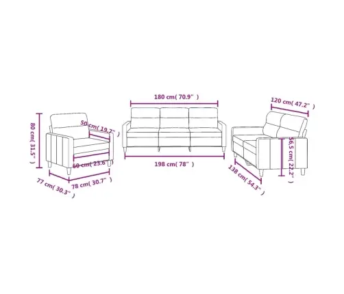 Sofos Komplektas Su Pagalvėlėmis, 3 Dalių, Pilkas, Audinys