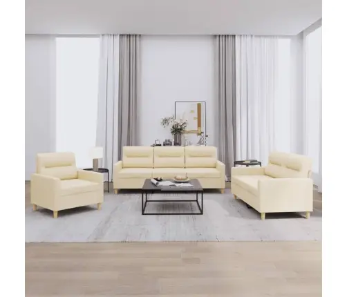 3-Osaline Diivanikomplekt Patjadega, Kreemjas, Kangas