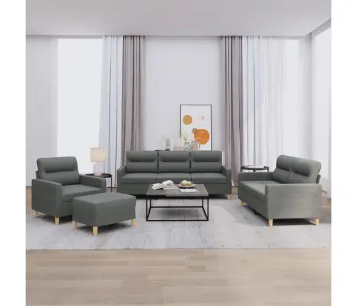 4-Osaline Diivanikomplekt Patjadega, Tumehall, Kangas