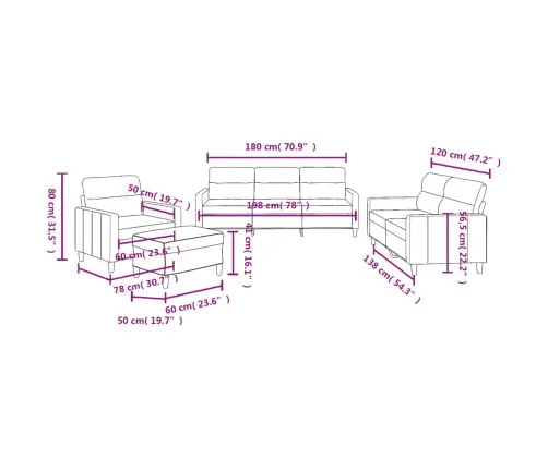 Četrdaļīgs Dīvānu Komplekts Ar Spilveniem, Dzeltens Audums Vidaxl