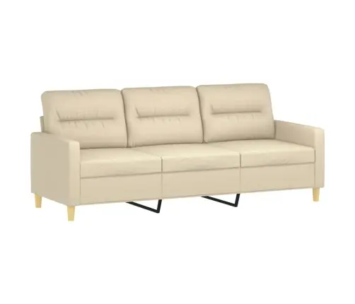 Trīsdaļīgs Dīvānu Komplekts Ar Spilveniem, Krēmkrāsas Audums Vidaxl