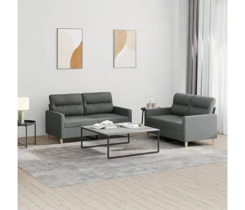 Divdaļīgs Dīvānu Komplekts Ar Spilveniem, Tumši Pelēks Audums Vidaxl