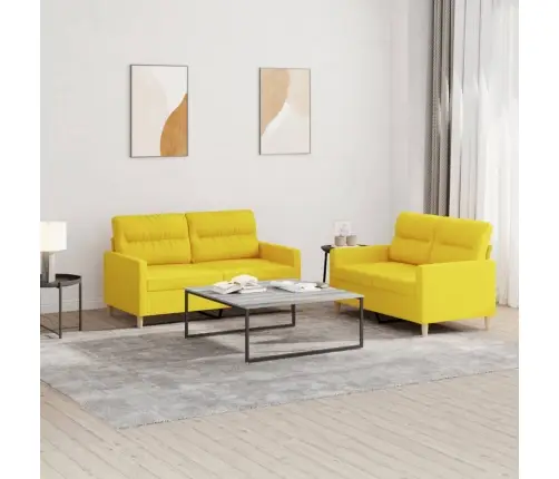 Sofos Komplektas Su Pagalvėlėmis, 2 Dalių, Geltonas, Audinys