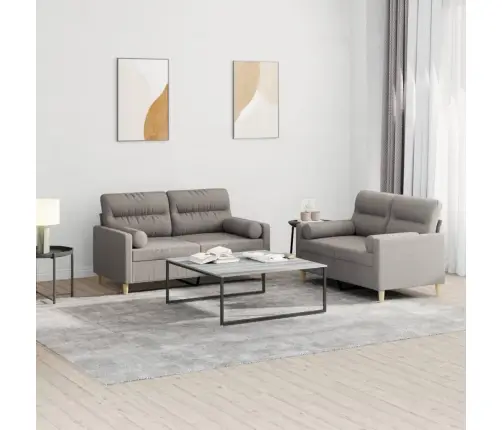 Divdaļīgs Dīvānu Komplekts Ar Spilveniem, Pelēkbrūns Audums Vidaxl