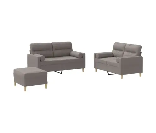 Trīsdaļīgs Dīvānu Komplekts Ar Spilveniem, Pelēkbrūns Audums Vidaxl