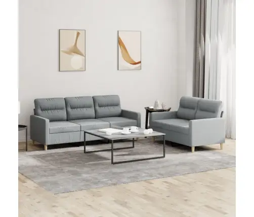 2-Osaline Diivanikomplekt Patjadega, Helehall, Kangas