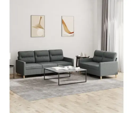 Divdaļīgs Dīvānu Komplekts Ar Spilveniem, Tumši Pelēks Audums Vidaxl