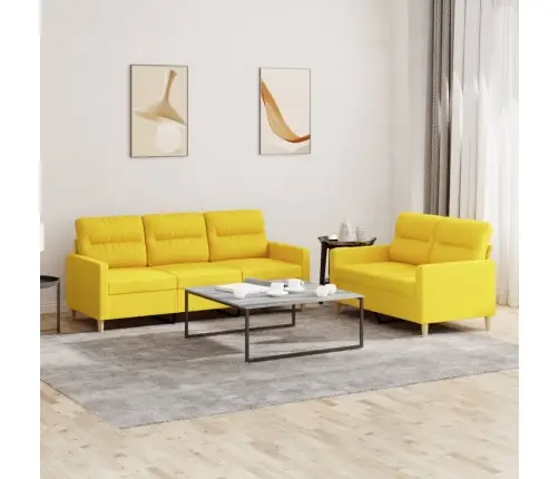 Divdaļīgs Dīvānu Komplekts Ar Spilveniem, Dzeltens Audums Vidaxl