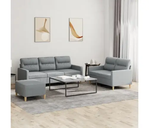 3-Osaline Diivanikomplekt Patjadega, Helehall, Kangas