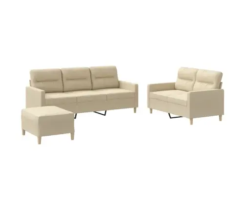 Trīsdaļīgs Dīvānu Komplekts Ar Spilveniem, Krēmkrāsas Audums Vidaxl