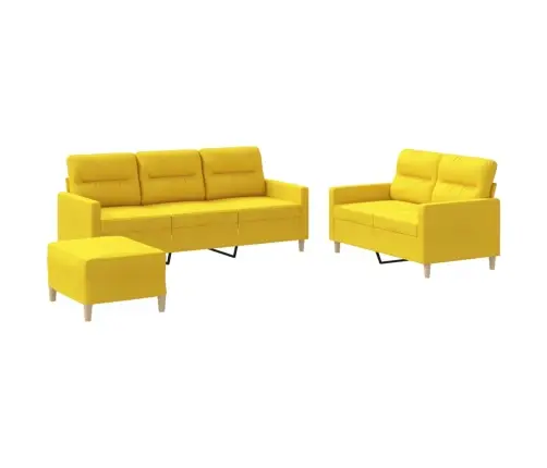 Sofos Komplektas Su Pagalvėlėmis, 3 Dalių, Geltonas, Audinys