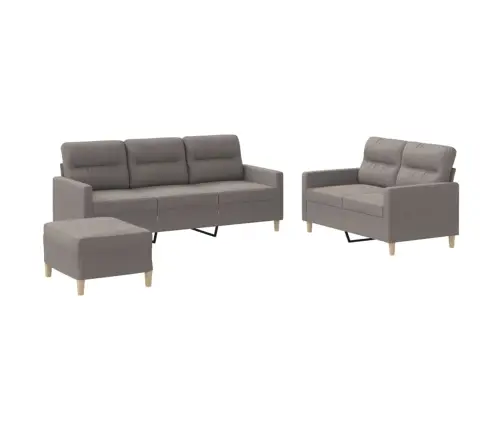 Sofos Komplektas Su Pagalvėlėmis, 3 Dalių, Taupe, Audinys