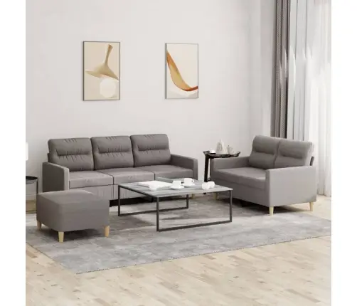 Sofos Komplektas Su Pagalvėlėmis, 3 Dalių, Taupe, Audinys