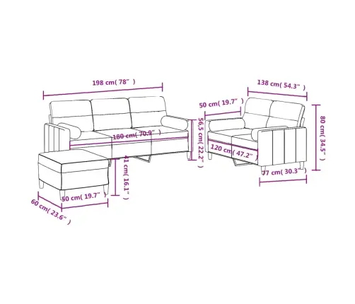 Trīsdaļīgs Dīvānu Komplekts Ar Spilveniem, Dzeltens Audums Vidaxl
