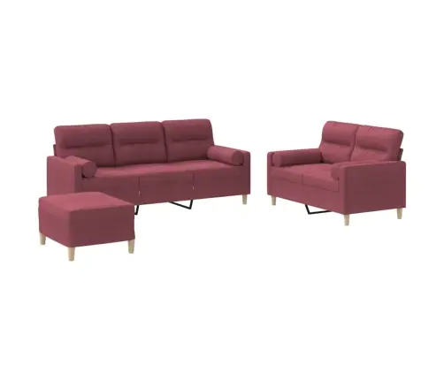 Trīsvietīgs Dīvānu Komplekts Ar Spilveniem, Vīnsarkans Audums Vidaxl
