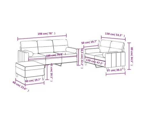 Trīsvietīgs Dīvānu Komplekts Ar Spilveniem, Vīnsarkans Audums Vidaxl