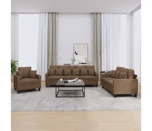 Trīsvietīgs Dīvānu Komplekts Ar Spilveniem, Brūns Audums Vidaxl