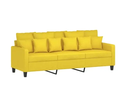 Trīsdaļīgs Dīvānu Komplekts Ar Spilveniem, Dzeltens Audums Vidaxl
