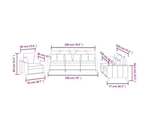 Trīsdaļīgs Dīvānu Komplekts Ar Spilveniem, Pelēkbrūns Audums Vidaxl