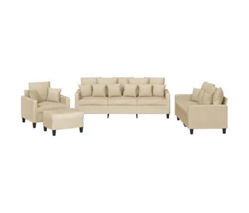 4-Osaline Diivanikomplekt Patjadega, Kreemjas, Kangas