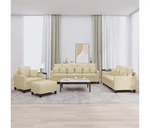 4-Osaline Diivanikomplekt Patjadega, Kreemjas, Kangas