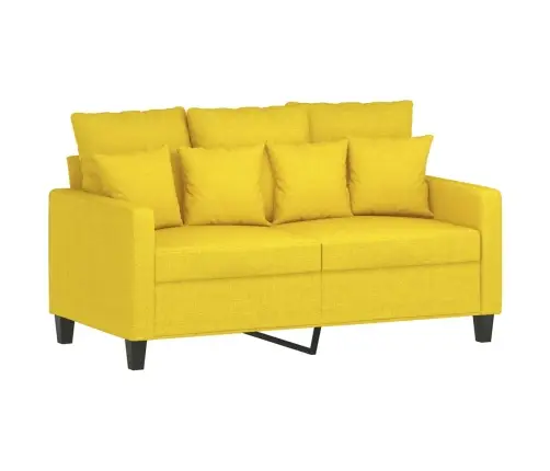 Četrdaļīgs Dīvānu Komplekts Ar Spilveniem, Dzeltens Audums Vidaxl