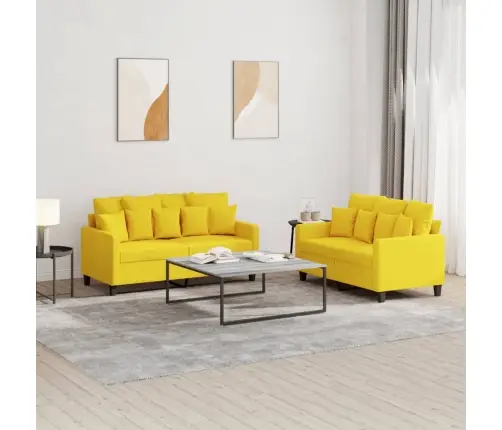 Sofos Komplektas Su Pagalvėlėmis, 2 Dalių, Geltonas, Audinys