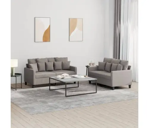 Divdaļīgs Dīvānu Komplekts Ar Spilveniem, Pelēkbrūns Audums Vidaxl