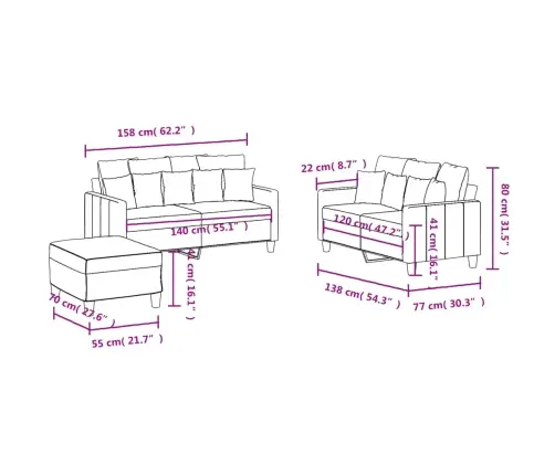 Trīsdaļīgs Dīvānu Komplekts, Gaiši Pelēks Audums Vidaxl