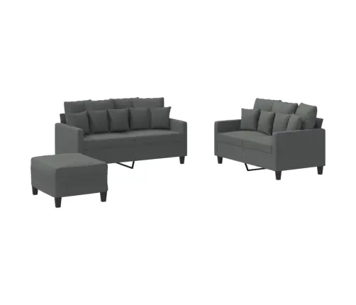 Trīsdaļīgs Dīvānu Komplekts Ar Spilveniem, Tumši Pelēks Audums Vidaxl