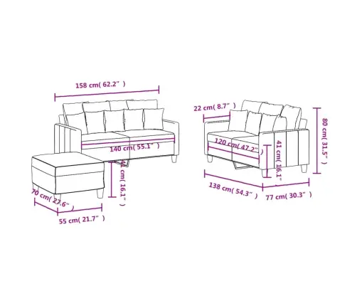 Trīsdaļīgs Dīvānu Komplekts Ar Spilveniem, Brūns Audums Vidaxl