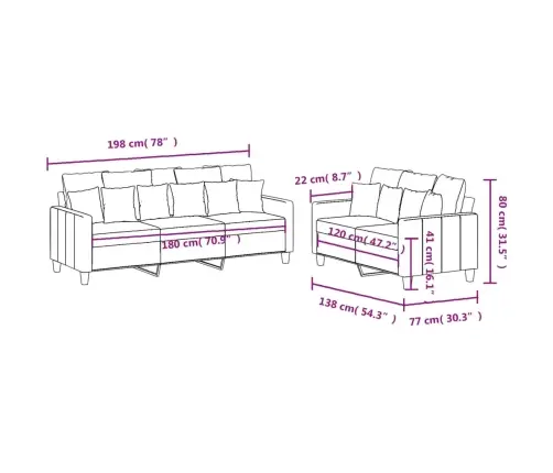 Sofos Komplektas Su Pagalvėlėmis, 2 Dalių, Pilkas, Audinys