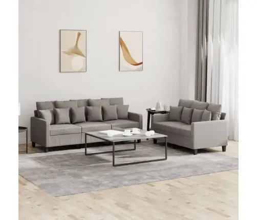 Divdaļīgs Dīvānu Komplekts Ar Spilveniem, Pelēkbrūns Audums Vidaxl