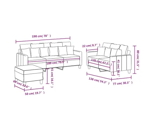 Trīsdaļīgs Dīvānu Komplekts Ar Spilveniem, Tumši Pelēks Audums Vidaxl