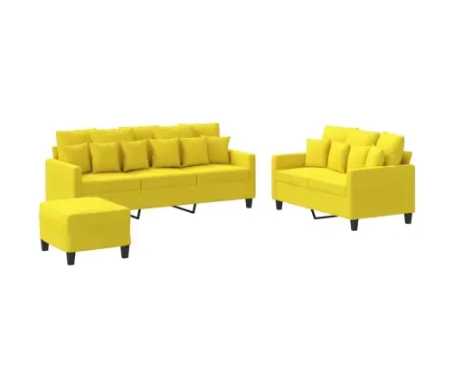 Sofos Komplektas Su Pagalvėlėmis, 3 Dalių, Geltonas, Audinys