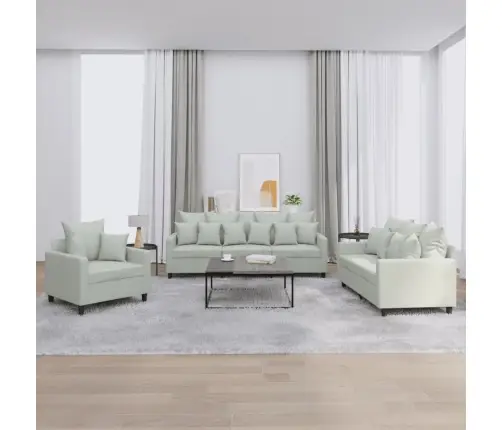 Trīsdaļīgs Dīvānu Komplekts Ar Spilveniem, Gaiši Pelēks Samts Vidaxl